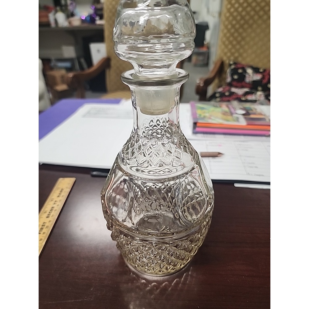Princess House Crown Royal Vintage 1970s Diamond Cut Glass Decanter Stopper